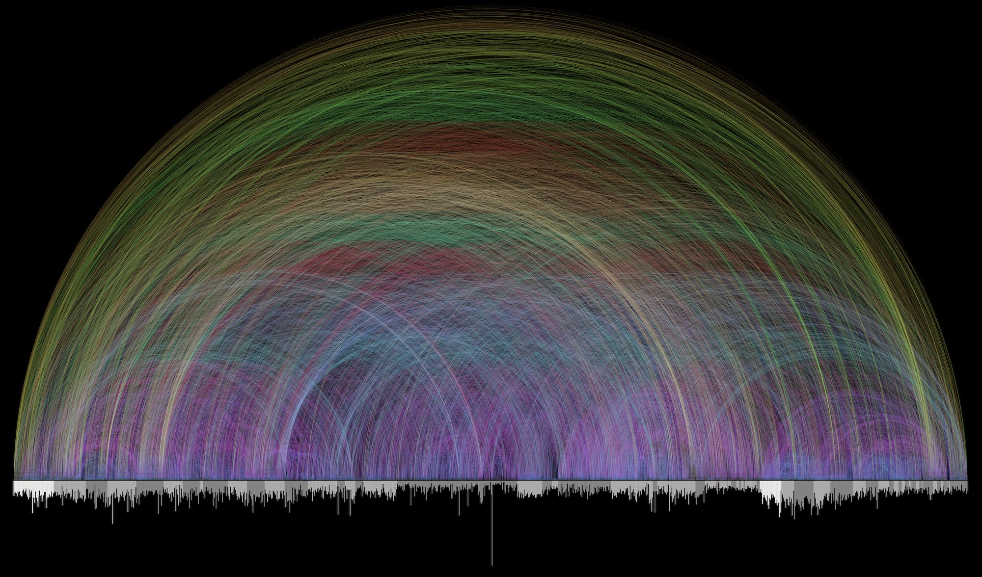 Chris Harrison Bible Cross-References (Źródło: https://www.chrisharrison.net/index.php/visualizations/BibleViz)